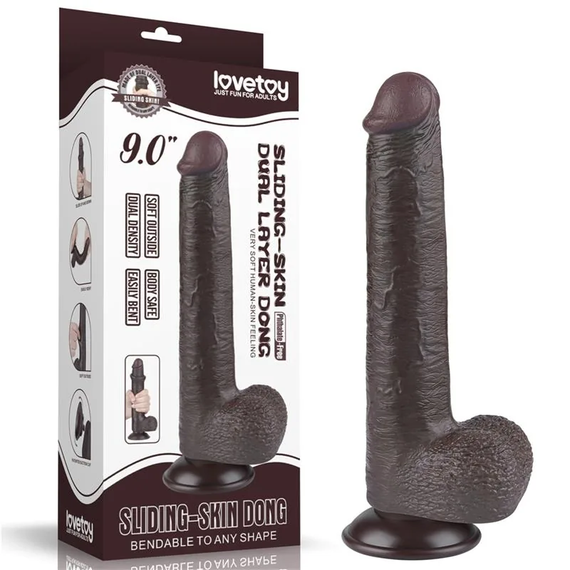 Dildo Dupla Camada Pele Deslizante LoveToy 22 cm — vista 12 de 12