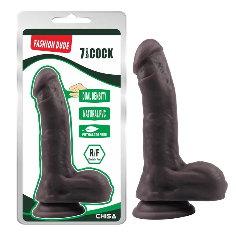 Dildo Dupla Densidade Fashion Dude 20,5 cm Castanho Chisa