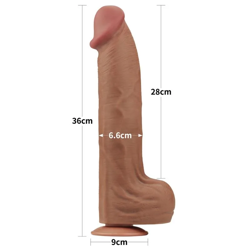 Dildo Dupla Densidade Pele Deslizante Retrátil 36 cm — vista 13 de 14