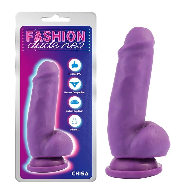 Dildo de Dupla Densidade com Ventosa 17,5 cm Roxo — vista 5 de 5