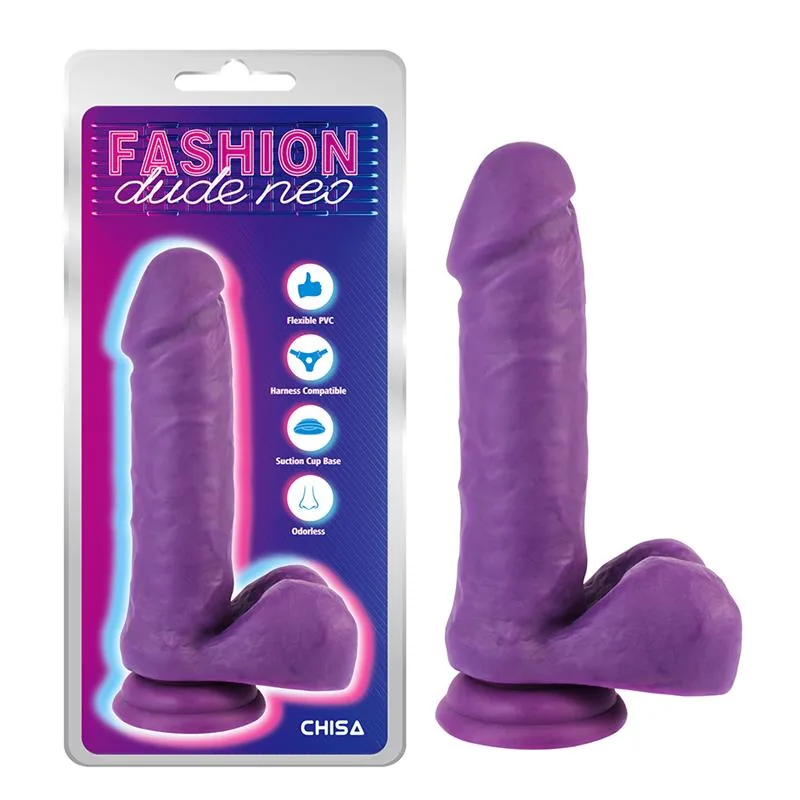 Dildo de Dupla Densidade com Ventosa 19,5 cm Roxo — vista 5 de 5