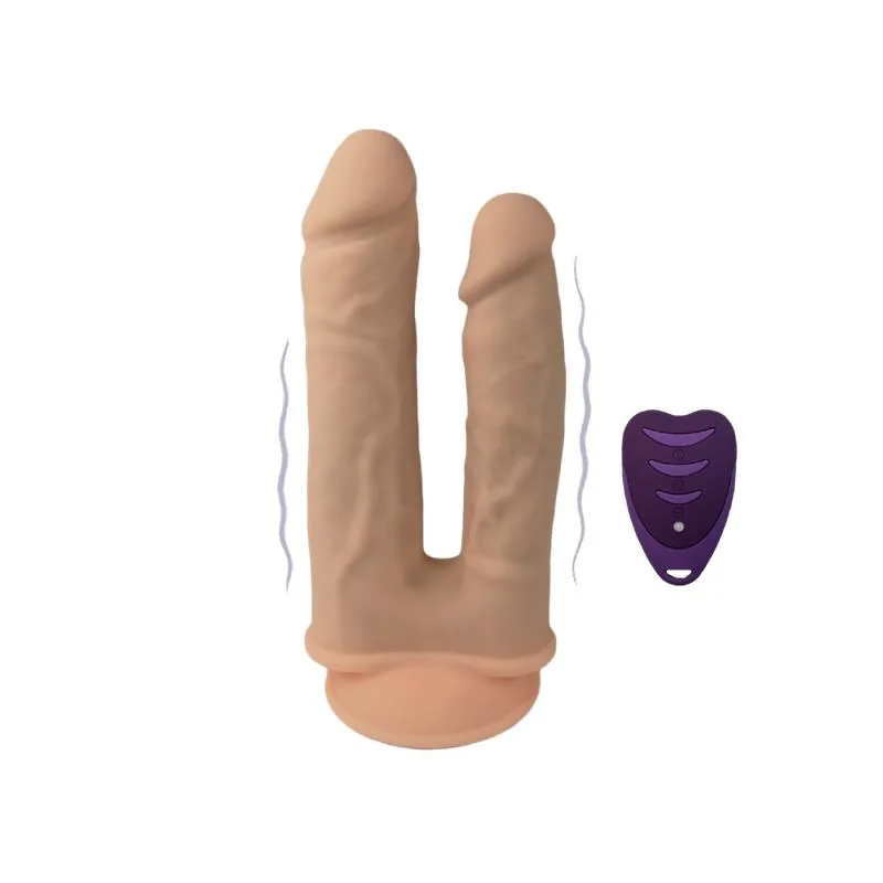 Dildo Duplo Dupla Penetração com Vibração 2 Motores e Comando SilexD