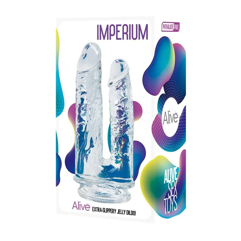 Dildo Duplo Imperium Jelly Transparente 14 cm — vista 2 de 2
