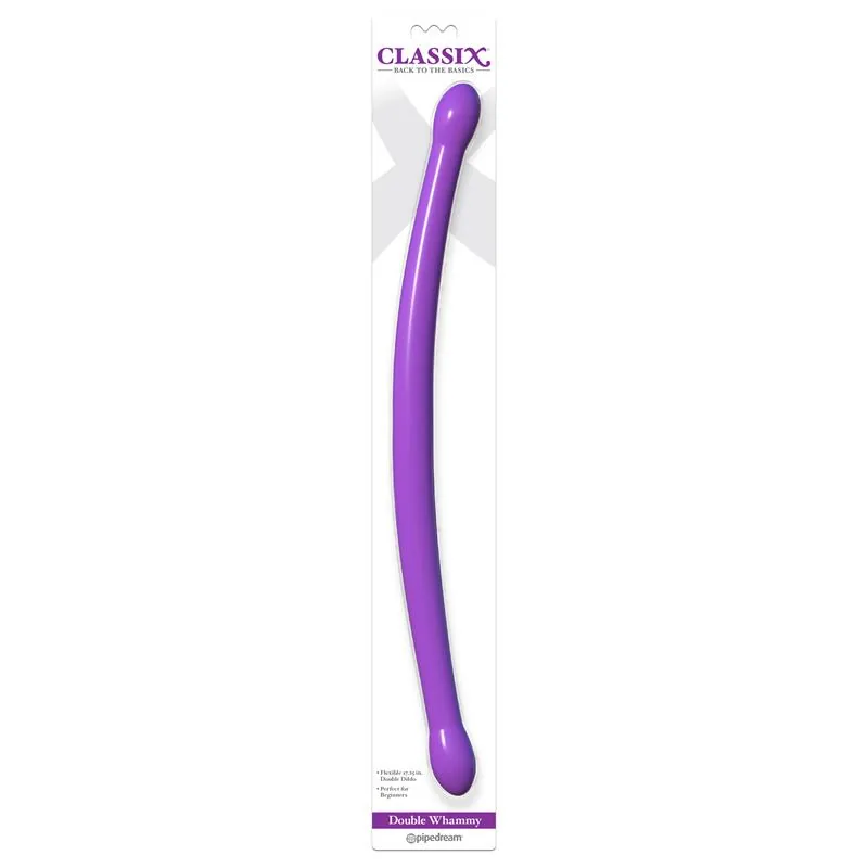 Dildo Duplo Whammy Flexível 43,8 cm Roxo — vista 6 de 6