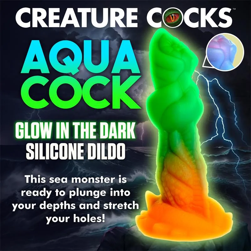 Dildo Fantasia Aqua-Cock que Brilha no Escuro em Silicone Creature Cocks — vista 10 de 18