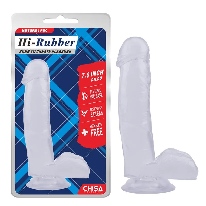 Dildo Hi-Rubber Transparente 17,5 cm — vista 2 de 6