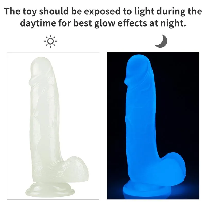 Dildo Lumino Fosforescente Azul TPE Lovetoy — vista 14 de 15