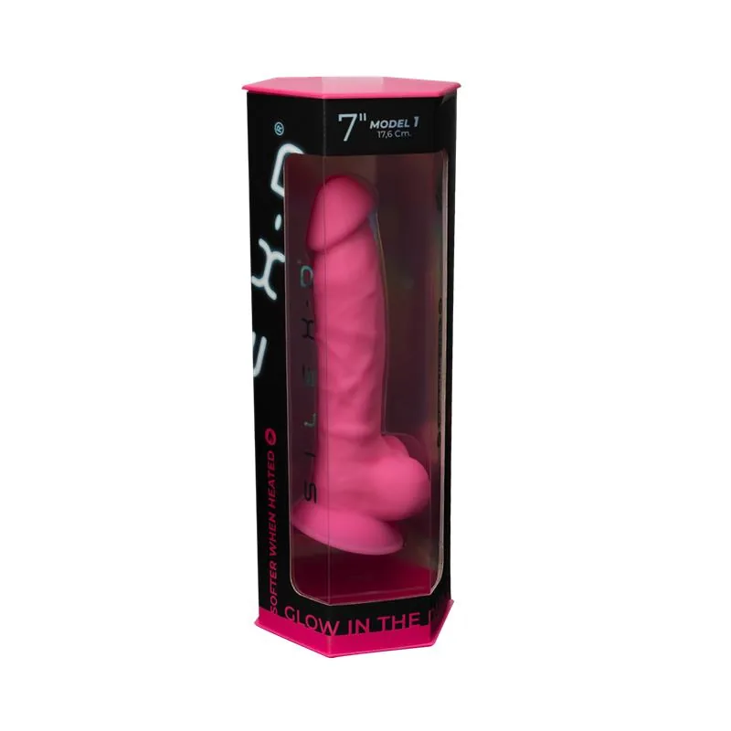 Dildo Modelo 1 de Dupla Densidade em Silicone que Brilha no Escuro 7 Polegadas SilexD Rosa — vista 8 de 8