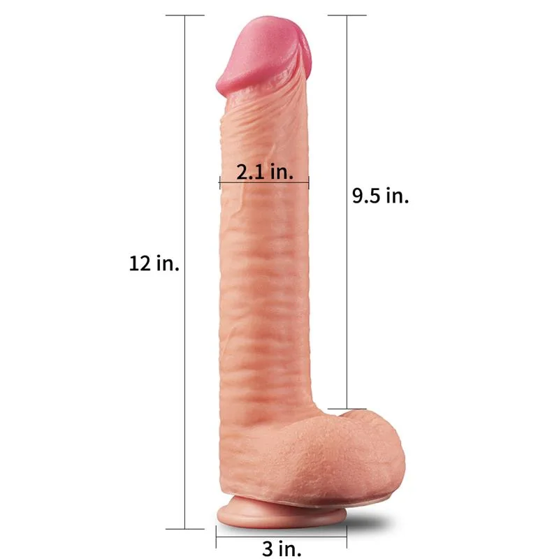 Dildo Nature 12 Dupla Densidade Natural 30,5 cm Lovetoy — vista 3 de 4