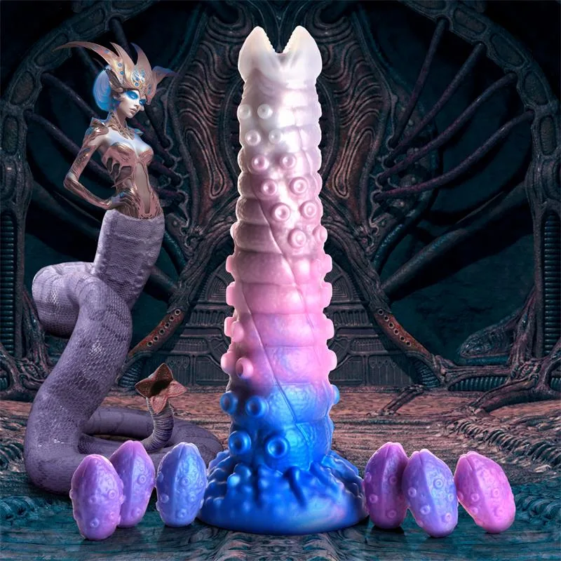 Dildo Ovipositor Tenta-Queen com 6 Ovos Silicone Creature Cocks — vista 15 de 17