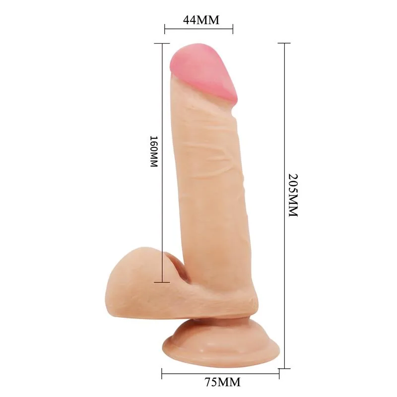 Dildo com Pele Deslizante Retrátil e Ventosa 20,5 cm Baile — vista 6 de 7