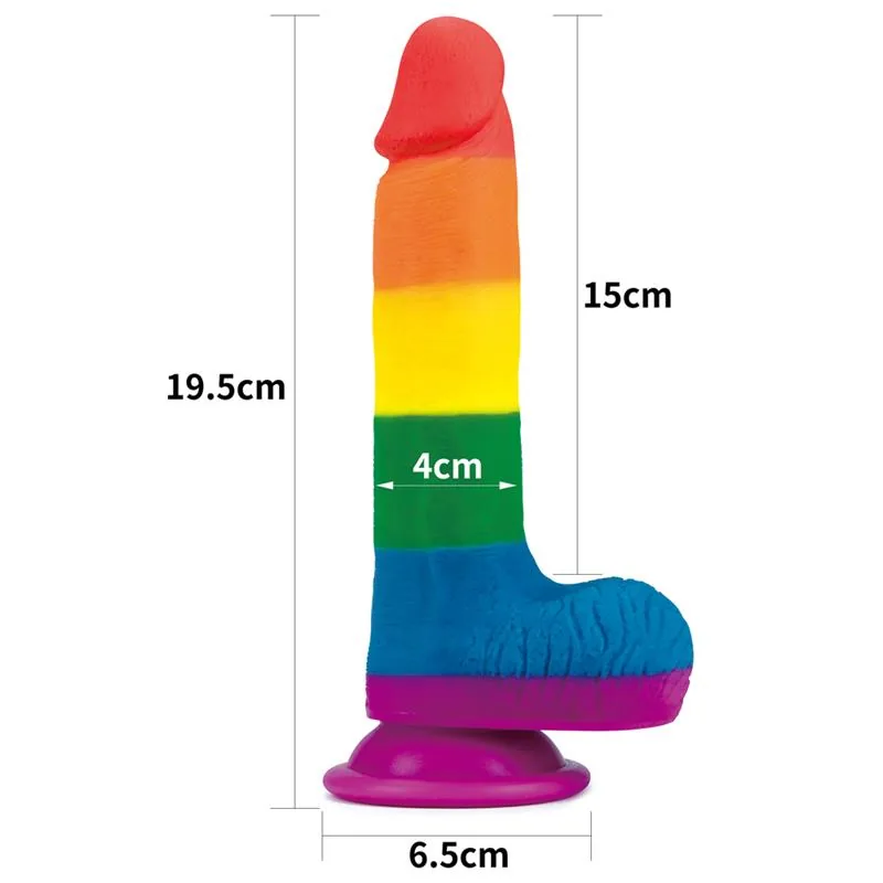 Dildo Prider Silicone Líquido Arco-Íris Lovetoy — vista 10 de 11
