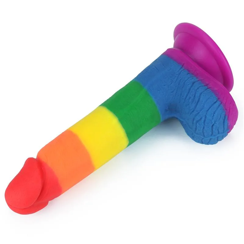 Dildo Prider Silicone Líquido Arco-Íris Lovetoy — vista 3 de 11