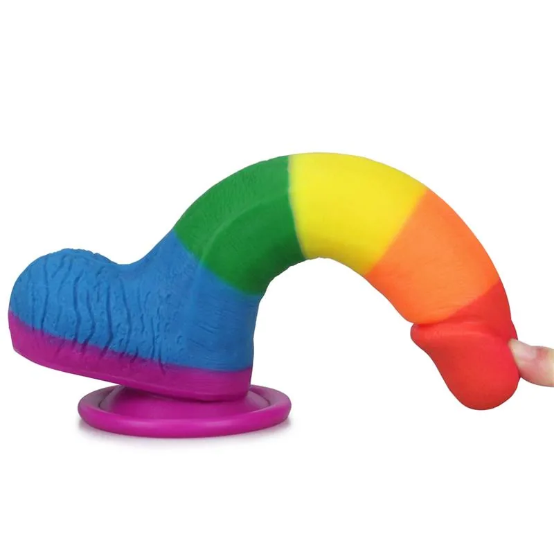 Dildo Prider Silicone Líquido Arco-Íris Lovetoy — vista 6 de 11