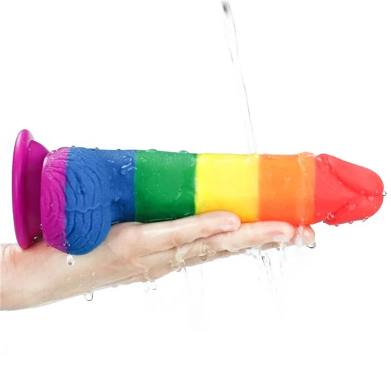 Dildo Prider Silicone Líquido Arco-Íris Lovetoy — vista 8 de 11