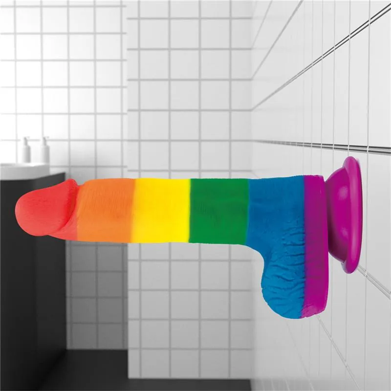 Dildo Prider Silicone Líquido Arco-Íris Lovetoy — vista 9 de 11