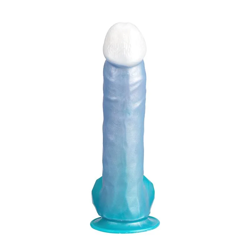 Dildo Realista Angel em Silicone Líquido Termo-reativo 20 cm SilexD Azul — vista 4 de 7
