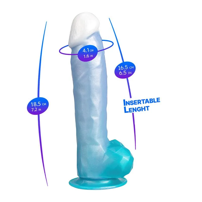 Dildo Realista Angel em Silicone Líquido Termo-reativo 20 cm SilexD Azul — vista 6 de 7