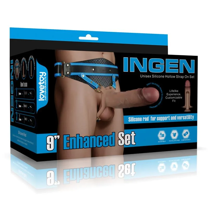Arnês Ajustável com Dildo Oco Ingen Enhanced Lovetoy Tamanho L/XL/2XL 23 cm