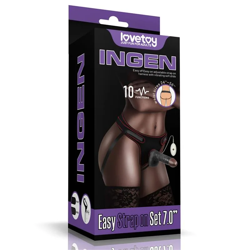 Arnês com Dildo Ajustável 10 Funções Lovetoy 18 cm
