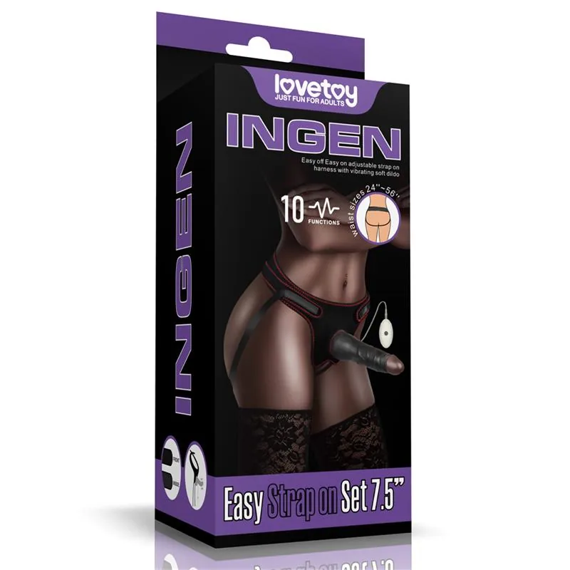Arnês com Dildo Ajustável 10 Vibrações Lovetoy 19 cm