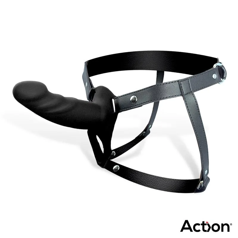 Arnês Strap-On Dildo Oco Silicone Tam. S Preto — vista 2 de 3