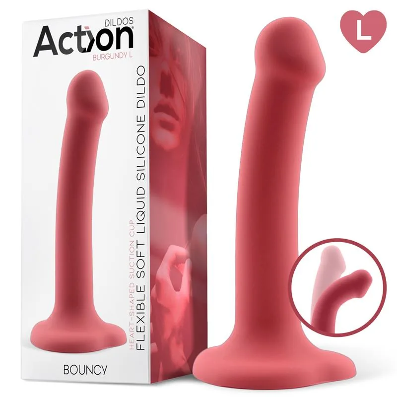 Bouncy Dildo Silicone Flexível 19 cm L Bordô