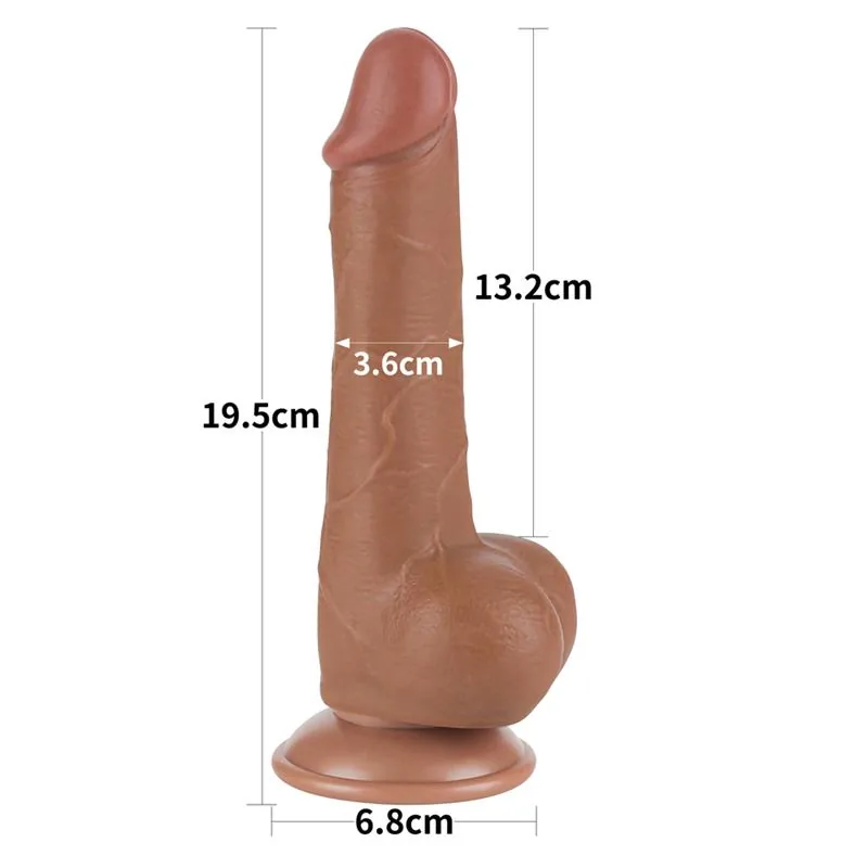 Dildo Realista com Pele Retrátil 19,5 cm Bronzeado — vista 10 de 11