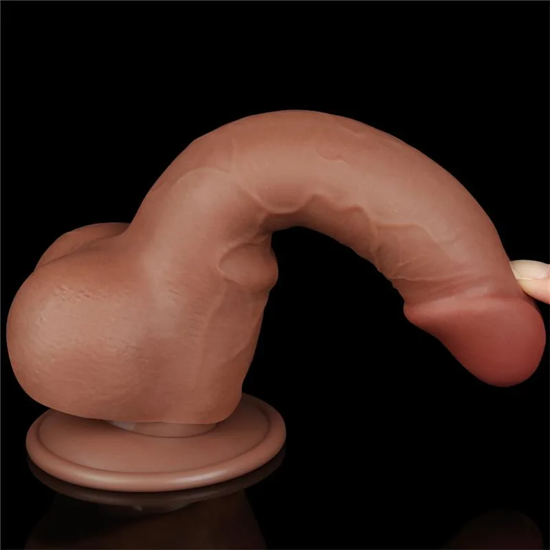 Dildo Realista com Pele Retrátil 19,5 cm Bronzeado — vista 9 de 11