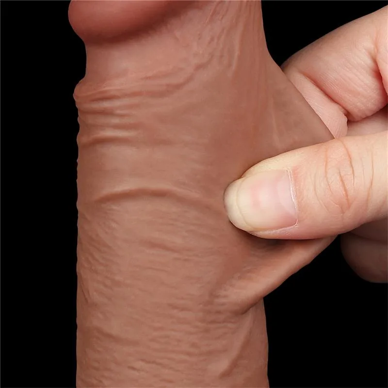 Dildo Realista com Pele Retrátil 19,5 cm Bronzeado — vista 9 de 12