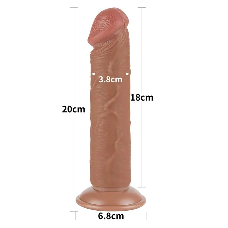 Dildo Realista com Pele Retrátil 20 cm Bronzeado — vista 11 de 12