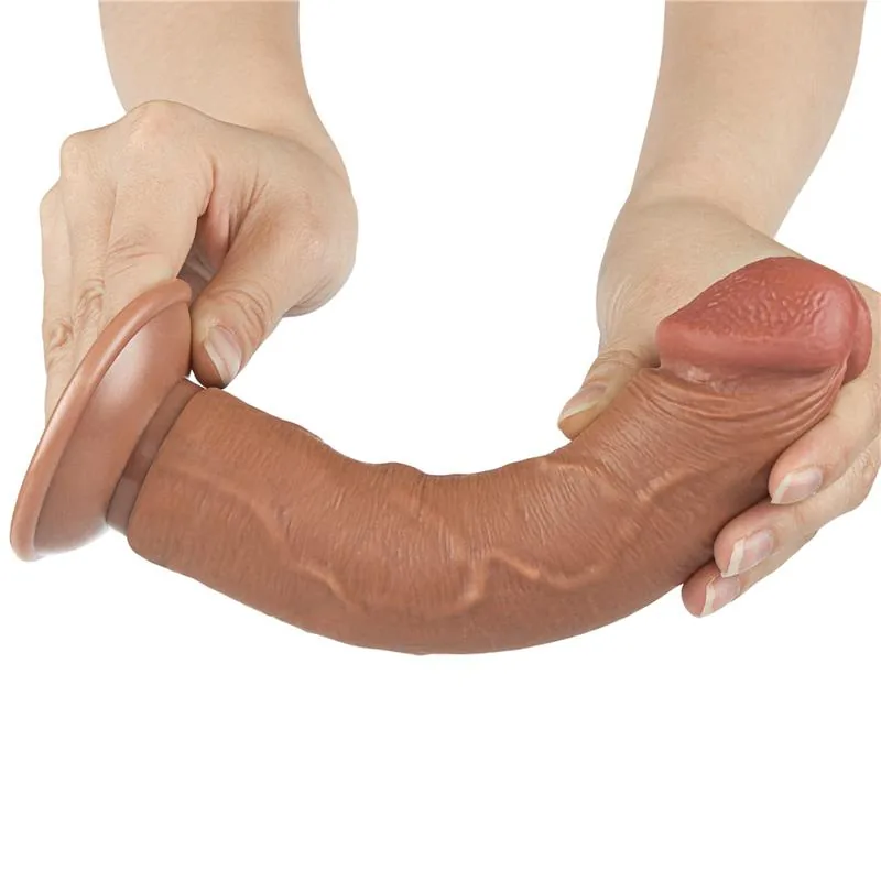Dildo Realista com Pele Retrátil 20 cm Bronzeado — vista 2 de 12