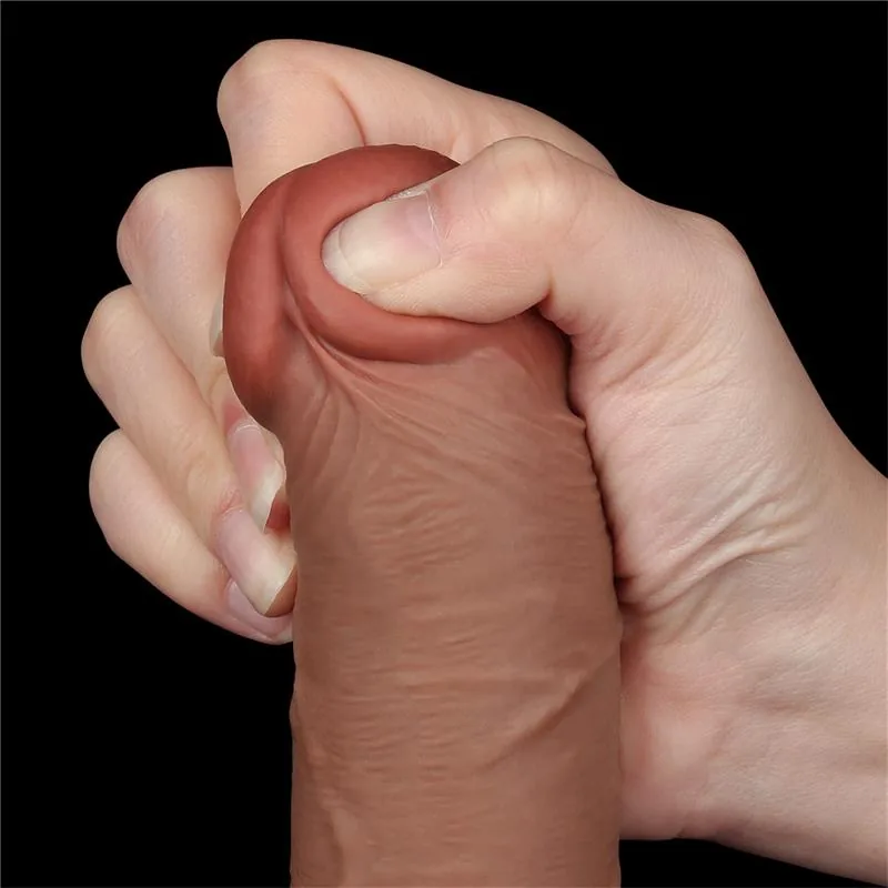 Dildo Realista com Pele Retrátil 20 cm Bronzeado — vista 8 de 12