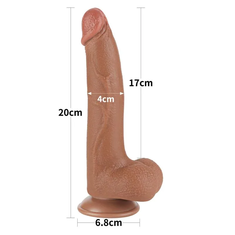 Dildo Realista com Pele Retrátil 22 cm Bronzeado — vista 10 de 11