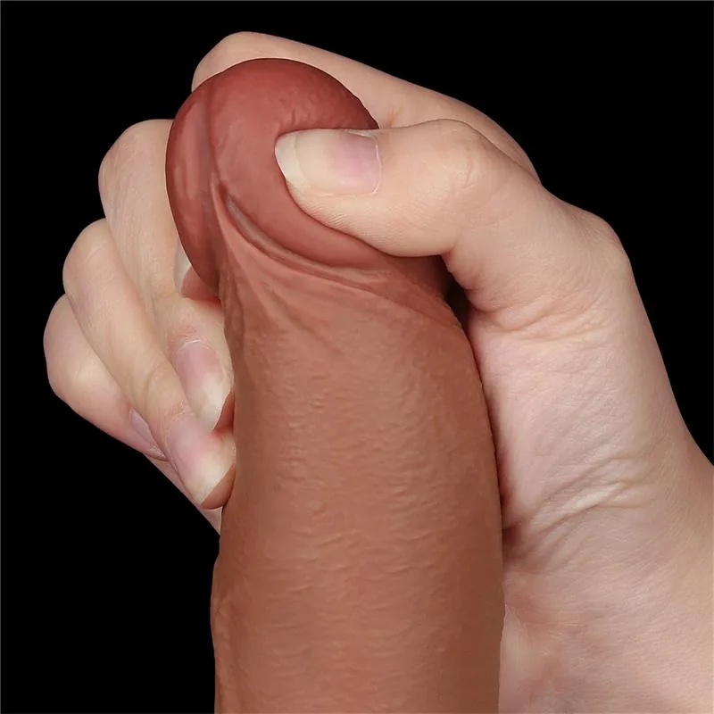 Dildo Realista com Pele Retrátil 22 cm Bronzeado — vista 7 de 11