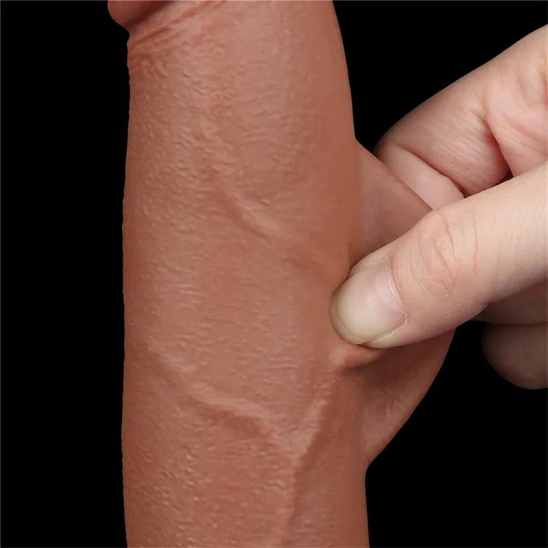 Dildo Realista com Pele Retrátil 22 cm Bronzeado — vista 8 de 11