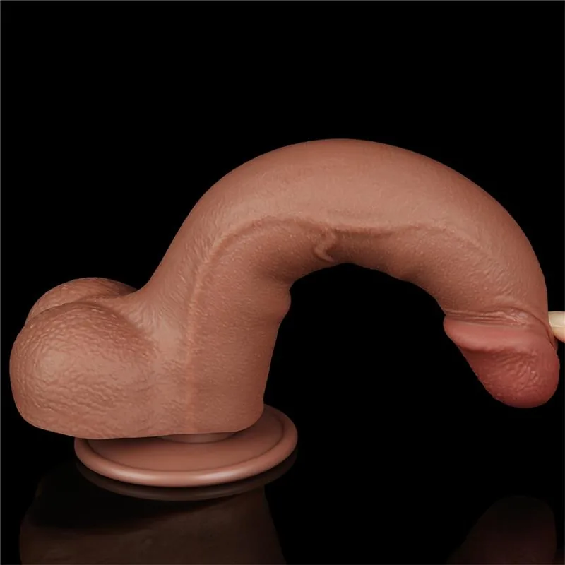 Dildo Realista com Pele Retrátil 22 cm Bronzeado — vista 9 de 11
