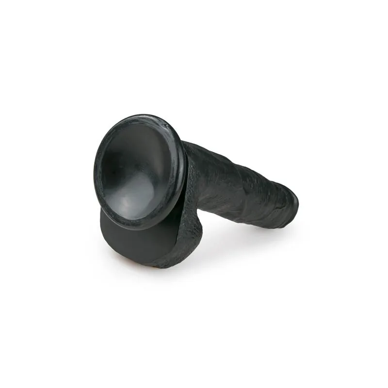 Dildo Realista com Testículos e Ventosa 26,5 cm Preto Easytoys — vista 3 de 5