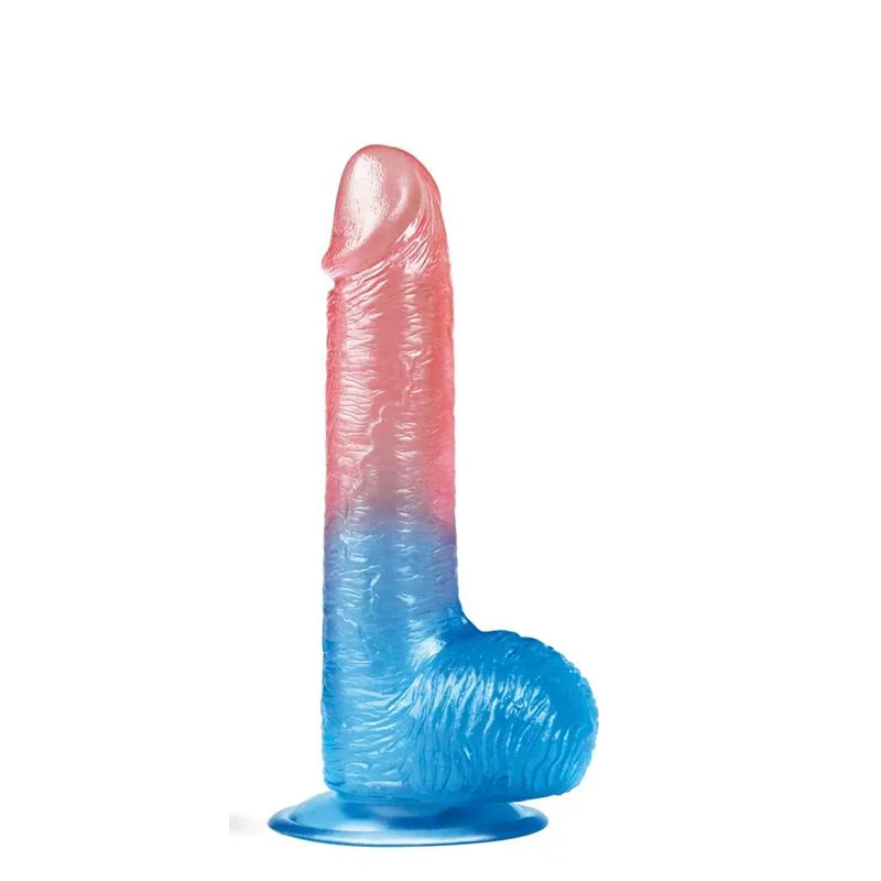 Dildo Realista Dazzle Studs com Veios e Ventosa Lovetoy Rosa e Azul