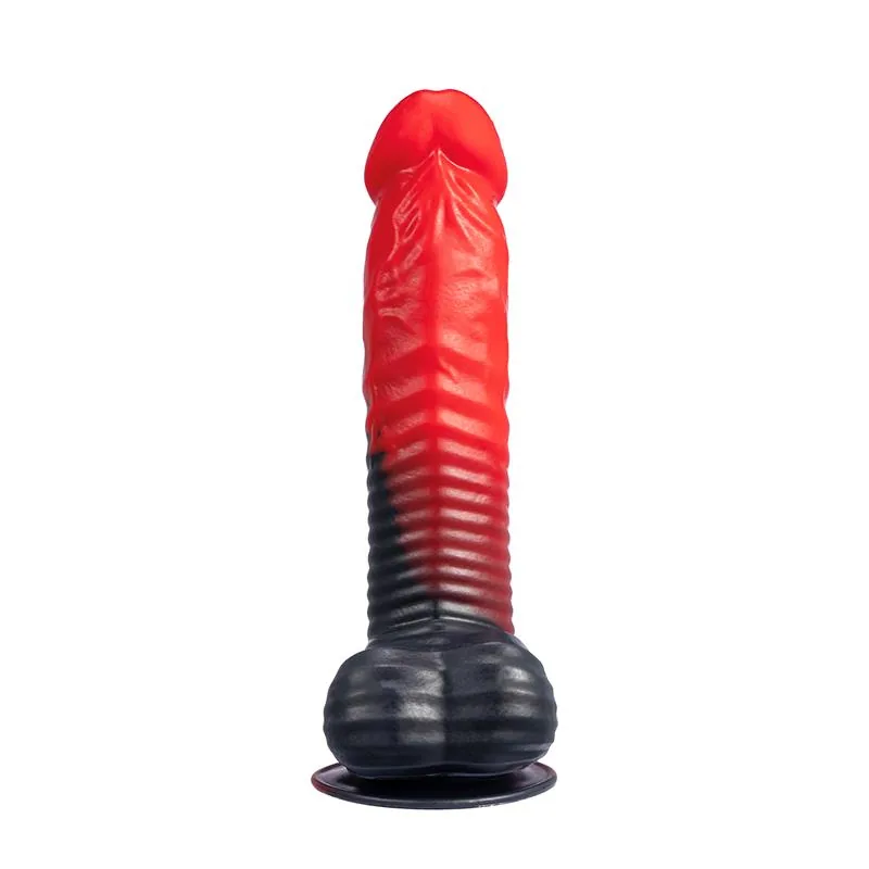 Dildo Realista Devil em Silicone Líquido Termo-reativo 20 cm SilexD Vermelho — vista 3 de 7