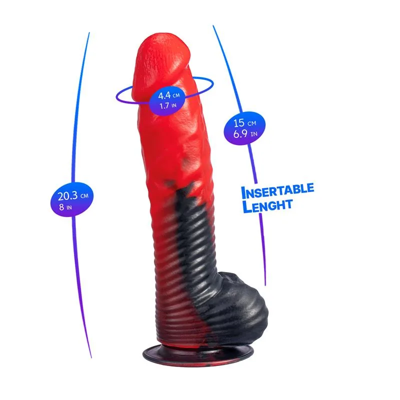 Dildo Realista Devil em Silicone Líquido Termo-reativo 20 cm SilexD Vermelho — vista 6 de 7