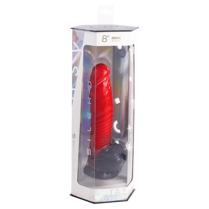 Dildo Realista Devil em Silicone Líquido Termo-reativo 20 cm SilexD Vermelho — vista 7 de 7