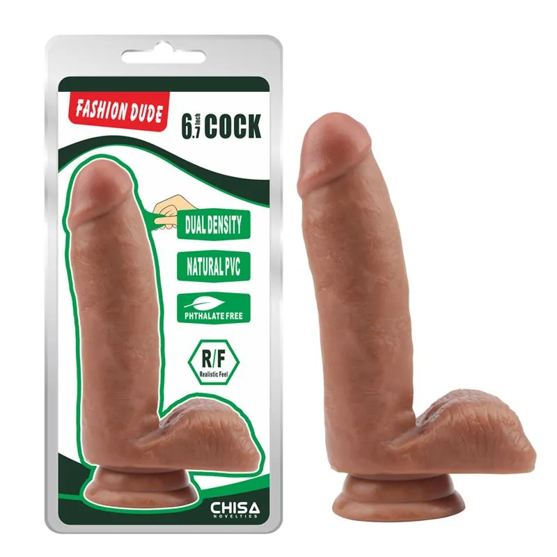 Dildo Dupla Densidade Fashion Dude Chisa Bronzeado 17 cm