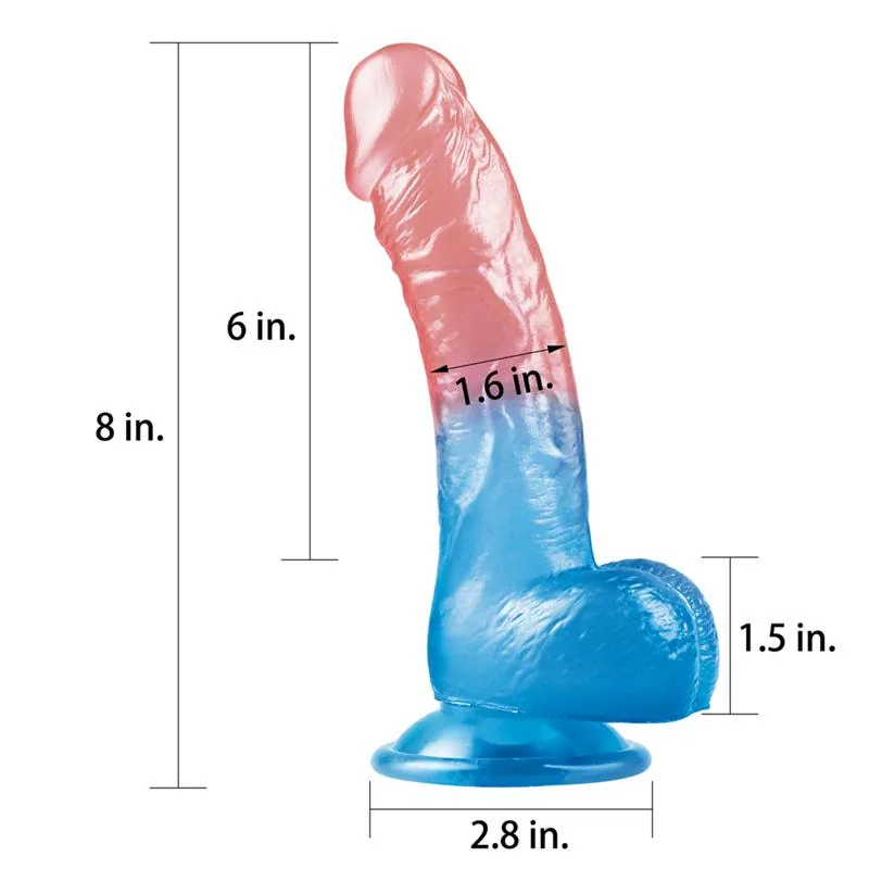 Dildo Dazzle Studs Lovetoy Rosa e Azul 20 cm — vista 2 de 3