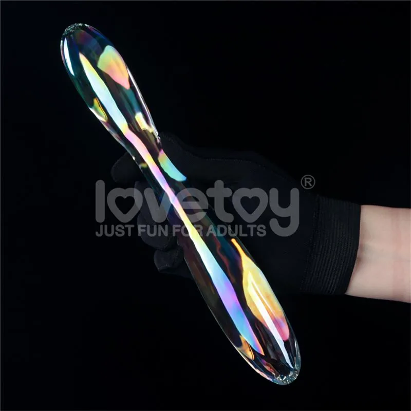 Dildo de Vidro Twilight Gleam Double Delight Brilha no Escuro Lovetoy 19 cm