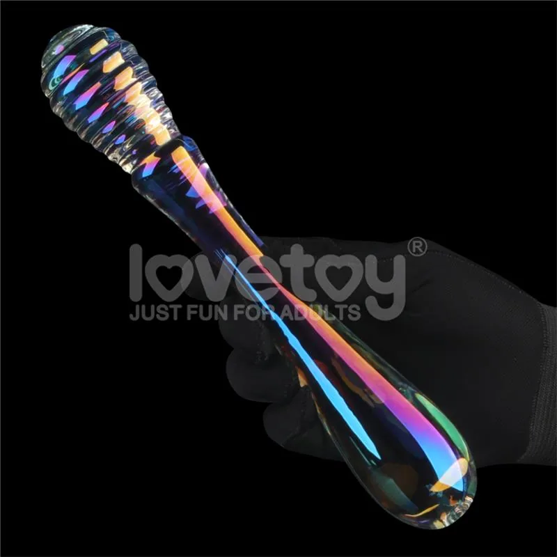 Dildo de Vidro Twilight Gleam Twin Pleasures Brilha no Escuro Lovetoy 19 cm