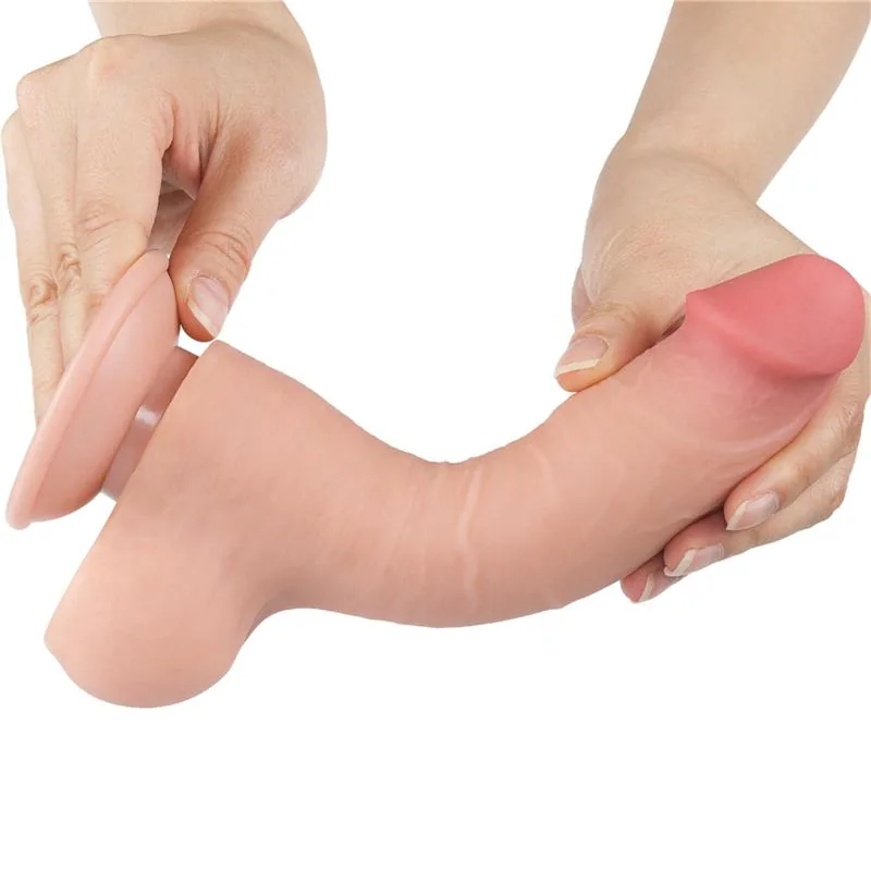 Dildo Dupla Camada Pele Deslizante Retrátil Lovetoy Natural 20 cm — vista 2 de 3