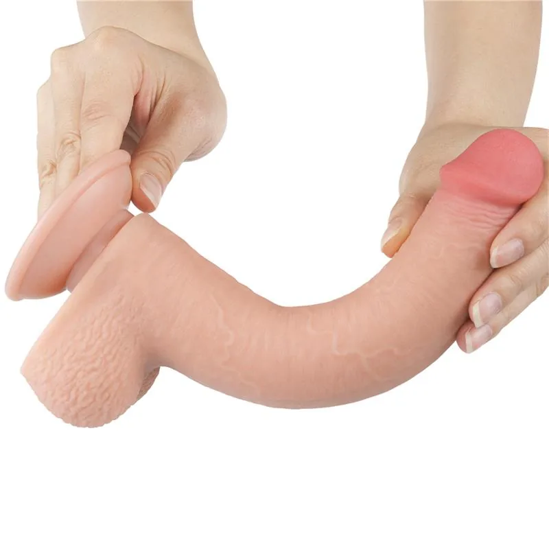 Dildo Dupla Densidade Pele Retrátil Lovetoy Tom de Pele 23 cm — vista 2 de 3