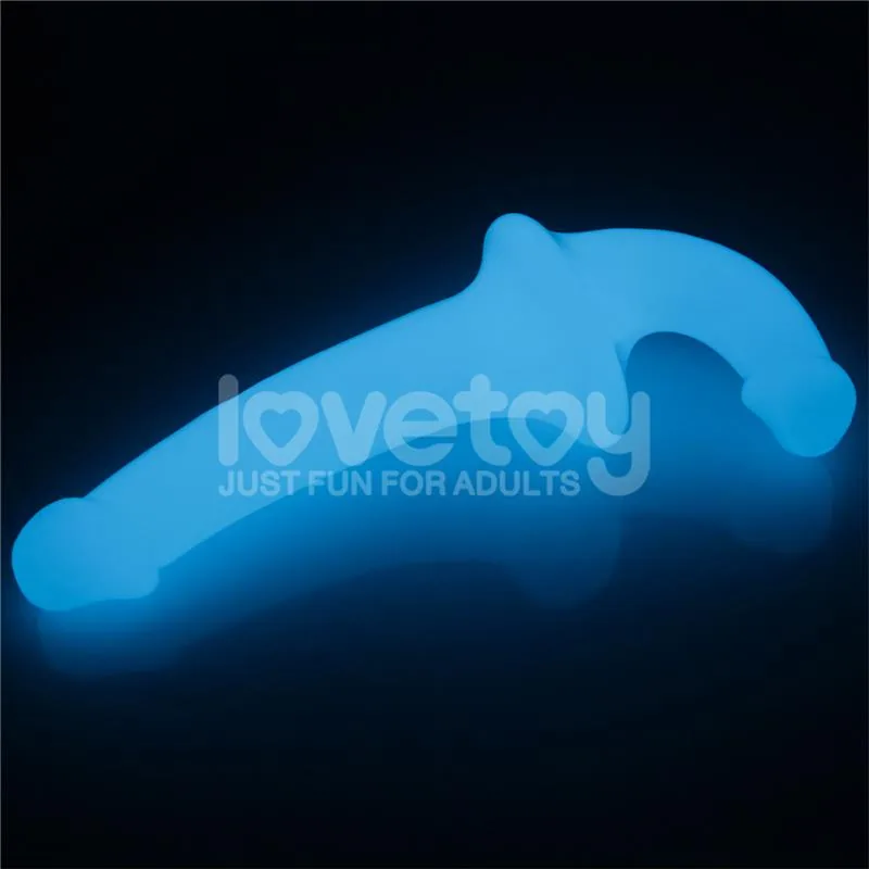 Dildo Duplo Lumino Play Luz Azul Lovetoy 27 cm — vista 3 de 3