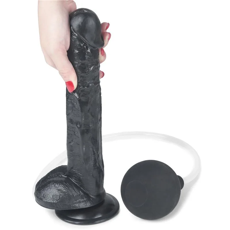 Dildo Ejaculador Squirting Lovetoy Preto 22 cm — vista 2 de 3